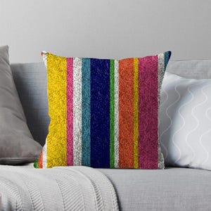 Latch hook Colorful Stripes Pattern Crochet Kit DIY Throw Pillow Kit Throw Pillow Kit 40cmx40cm