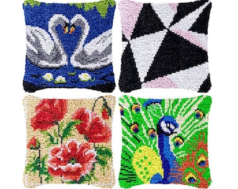 Pillow Latch hook Kit Animal And flower pillows 16"x16" (40x40 cm) Carpet Crocheting