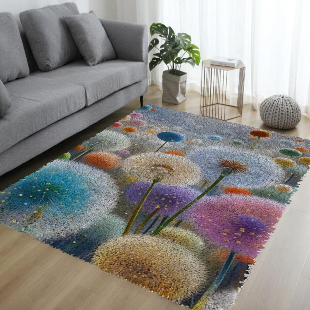 DIY Latch Hook Rug Dandelion Floral Embroidery, Unfinished - Etsy