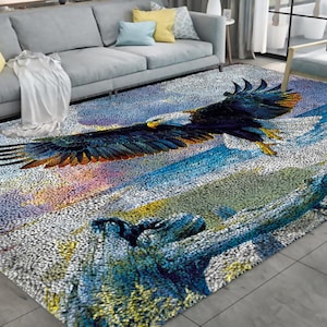 Latch Hook Kit Seaside Eagle Carpet Needlework Package Latch Hook Kit DIY Latch Kids Home Decor