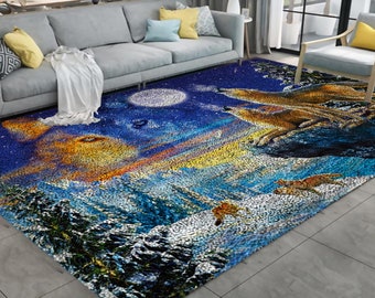 Latch Hook Rug Kit: Wolf Tapestry, DIY Craft Set