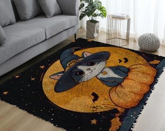 Artesanato DIY de bordado de gato e abóbora com gancho de Halloween