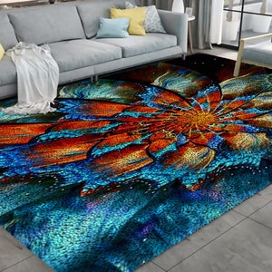 Landscape Lock Hook Rug Kit Lock Hook DIY Crochet Yarn Rug Craft Kit with Colorful Preprinted Pattern Designs for Adult Kids