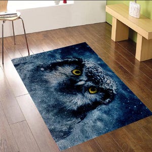 フクロウのラッチフックラグキット 豪華な壁掛けタペストリーキット DIY カーペットラグ チャンキーヤーンアートクッション かぎ針編みフロアマットクラフト