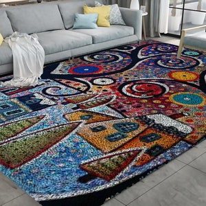Cartoon Malerei Muster Knüpfhaken Teppich Kits Plüsch Wand Tapisserie Kits DIY Teppich Teppich Chunky Yarn Kunst Kissen Häkeln Bodenmatte Handwerk