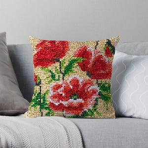 Latch hook Flower Pattern Crochet Kit DIY Throw Pillow Kit Throw Pillow Kit 40cmx40cm