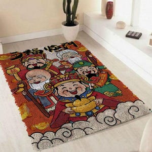 Cartoon Lock Hook Chinese God of Wealth Cartoon Character Carpet DIY Production Kit