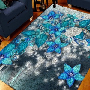Flower Latch Hook Pattern Splicing DIY Mat Kit  Rug Kit Unfinished Crocheting Rug Yarn Cushion Embroidery Carpet Picture