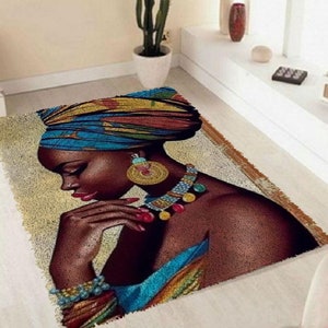 Kit de trava de gancho para mulheres africanas, kit de bordado de tapete, kit de trava diy para adultos/crianças, decoração de casa