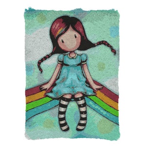 Cartoon Girl Lock Hook Carpet Latch Hook Kits Plush Wall Tapestry Kits DIY Carpet Chunky Yarn Arts Cushion Crocheting Floor Mat Crafts