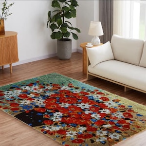 Latch Hook Rug Kits DIY Flowers Arts Cushion Crocheting Floor Mat Crafts