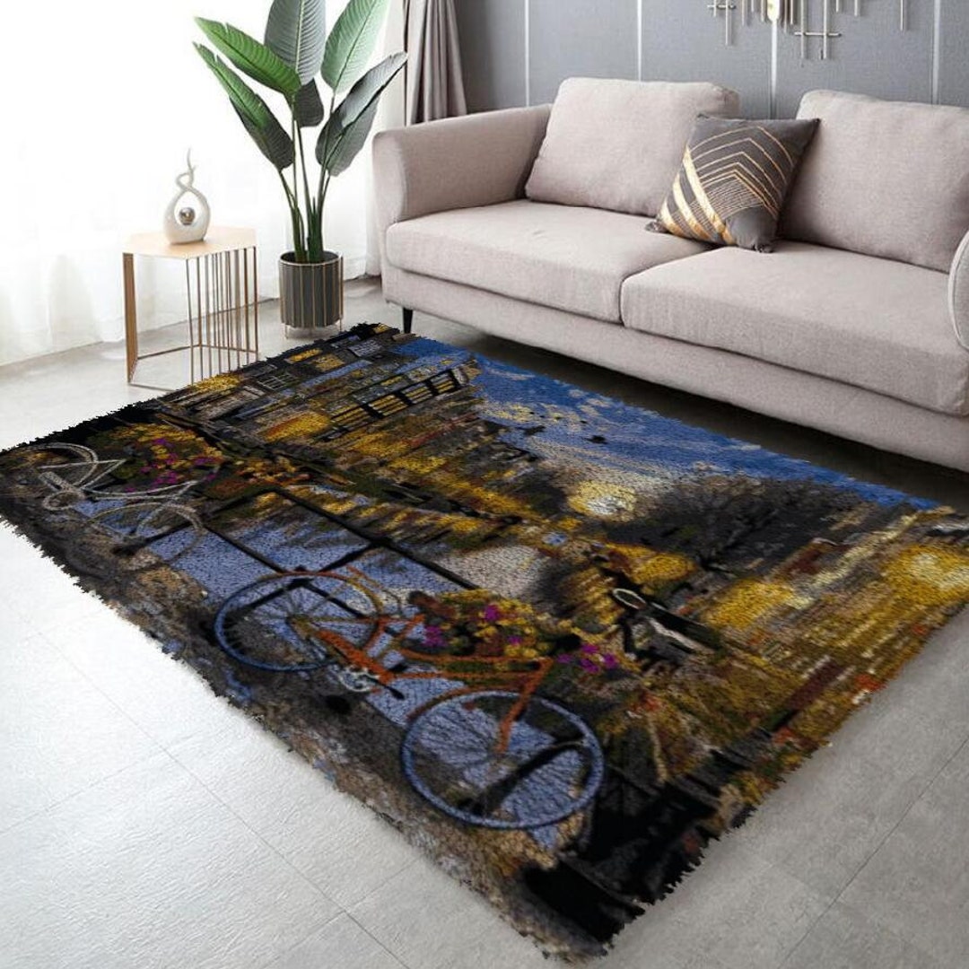 XDEGHUANGSS DIY ラッチフック ラグキット クルーズ船 オンオーシャン カラースタンプカーペットタペストリー 52x3  ウォーターサイドタウン ラッチフックラグキット DIY 針仕事パッケージ - Etsy 日本 XDEGHUANGSS DIY ラッチフック ラグキット シーサイド サンセット ヨット 風景 スタンプ付きカーペット タペストリー