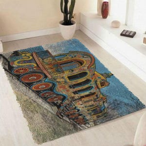 Kit de alfombra con gancho de cierre de tren para bordar con hilo de crochet