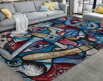 DIY Latch Hook Rug Kit: Geometric Face Pattern, Home Decor