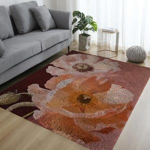 3D Floral Plush Mat, Soft Polyester Bedroom & Bathroom Decor