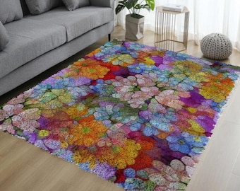 Latch Hook Rug Floral Design, DIY Embroidery Carpet