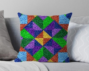 Kussenset met vergrendelingshaak: kleurrijk geometrisch gebreid kussen (16"x16")