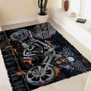 Motorcycle Latch Hook Pattern Splicing DIY Mat Kit  Rug Kit Unfinished Crocheting Rug Yarn Cushion Embroidery Carpet Picture