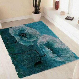 3D Floral Plush Mat, Soft Polyester Bedroom & Bathroom Decor