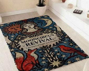 Kit de alfombra con gancho de pestillo DIY: niña y pájaro de dibujos animados, bordado para adultos y niños.