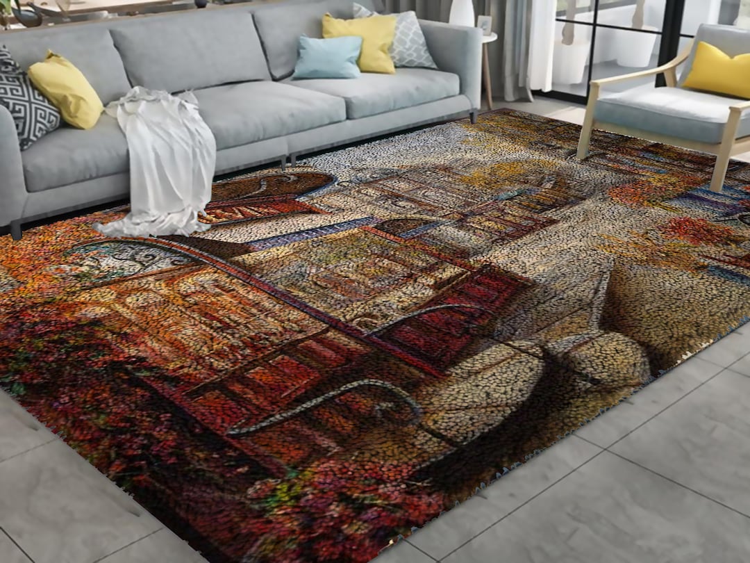Landscape Latch Hook Rug Kits Pre-printed Canvas With Non-slip Backing ...