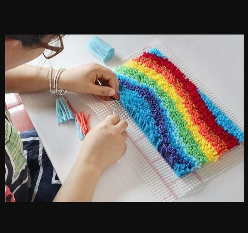 田園風景ラッチフックラグ 刺繍タペストリー ホームデコレーション