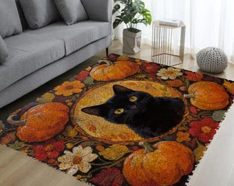 Artesanato de bordado DIY com gancho de gato preto de Halloween