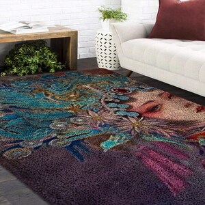 Peking-Opernmädchen Karabinerhaken Teppich-Kits Plüsch-Wandteppich-Kits DIY Teppich Teppich Chunky Yarn Kunstkissen Häkeln Bodenmatte Handwerk