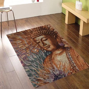 Latch Hook Buddha Carpet Needlework Package Latch Hook Kit DIY Latch Kits Rug for Adults/Kids Home Decor