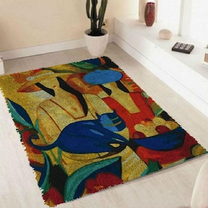 Latch Hook DIY Mat Kit Rug Kit Oil painting girl Pattern Crocheting Rug Yarn Cushion Embroidery Carpet