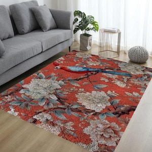 Latch Hook Birds & Flowers Rug Kit: DIY Needlework Tapestry