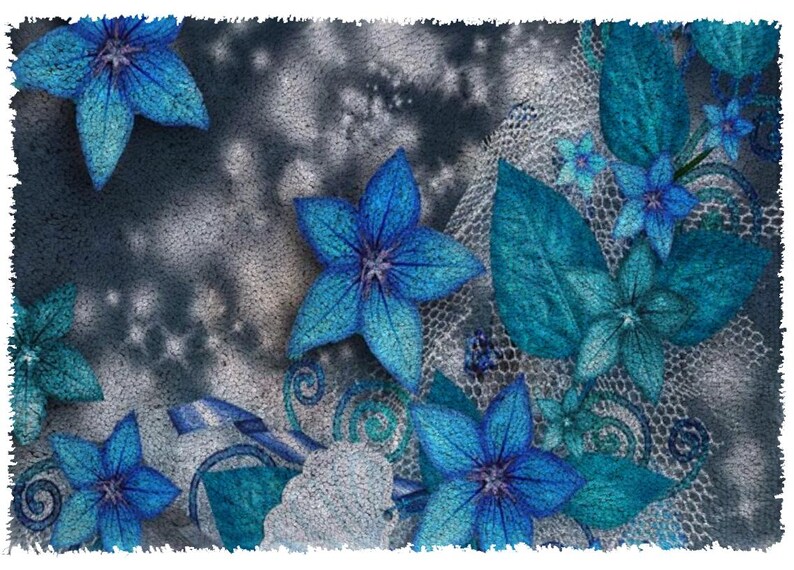 Flower Latch Hook Rug DIY Splicing Mat, Embroidery Carpet Picture image 2