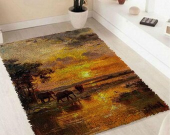 Animal Lock Hook Rug Kits DIY Arts Cushion Crocheting Floor Mat Crafts
