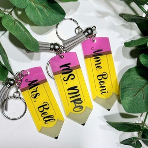 Acryl Leraar Potlood Sleutelhanger Gepersonaliseerde Leraar Gift School Gift