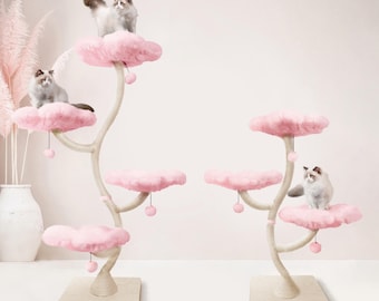 Eden Candy Cloud Collection, Blumiger Kratzbaum-Turm, Moderne Holzkatzen-Kletterbaum, Große Katzenmöbel, Katzengeschenk, Luxus-Katzen-Eigentumswohnung