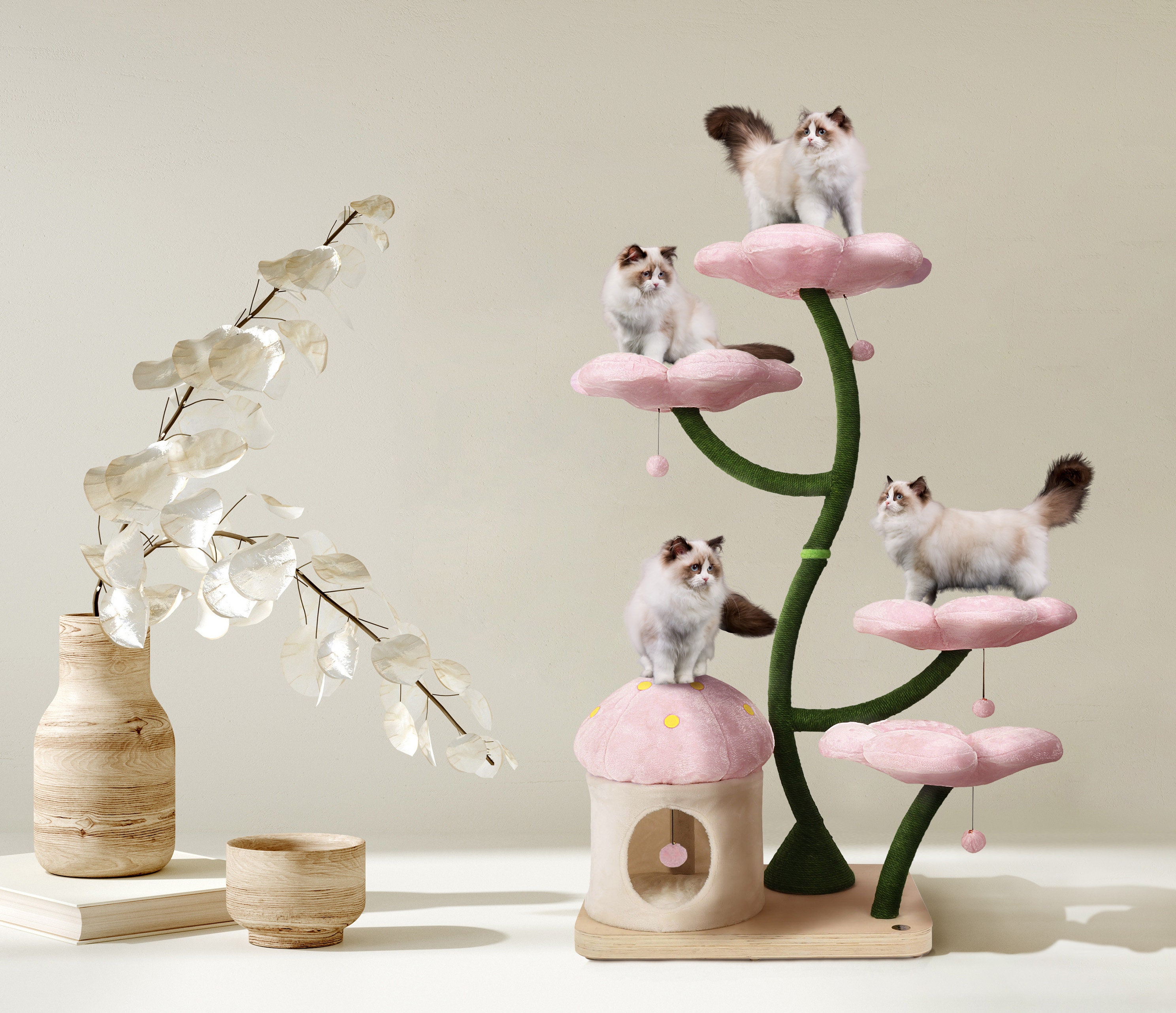 TAUS Christmas Cat Tree With Cat House – Green Indoor Cat Tower With Condos