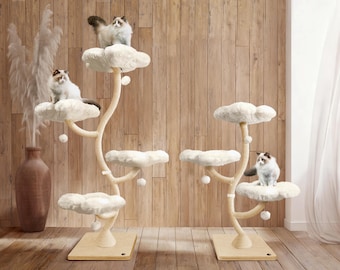 Eden Cloud Collection, Blumiger Kratzbaum, Moderne Holzkatze