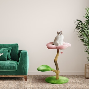 Modern Floral Cat Tree, Wooden Cat Tower, Modern Cat House, Cat Furniture, Cat Gift, Cat Climbing Tree, Flower Cat Tree, Size XL