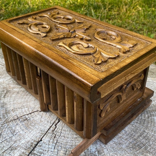 Large Puzzle Box for Adults Secret Lock Box Carved Puzzle Etsy