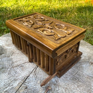 Personlized puzzle box for adults, secret lock box, wooden puzzle box, carved jewlery box