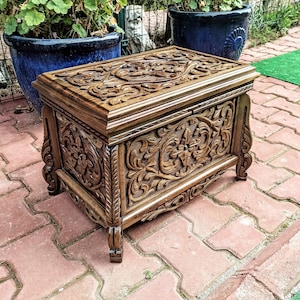 Ottoman Wooden chest, storage chest, walnut hope chest, treasure chest, hope chest