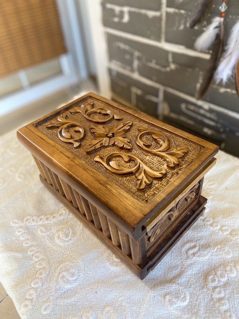 Large Puzzle Box for Adults Secret Lock Box Carved Puzzle Etsy