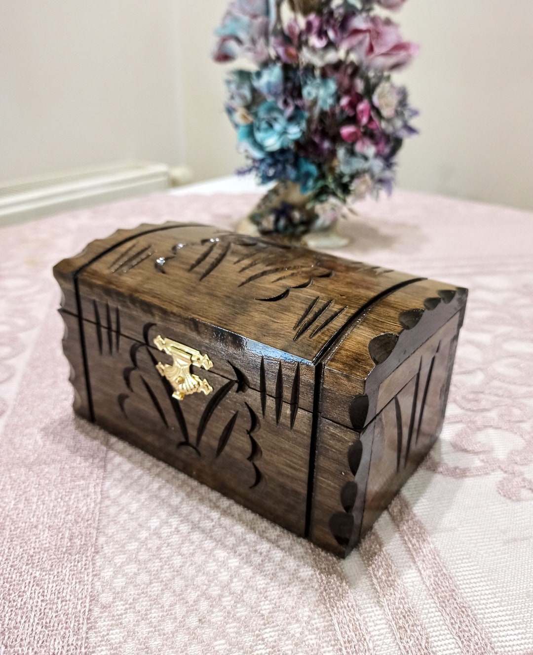 Wooden Jewlery Box / Handmade Treasure Box / Small Chest / Wood