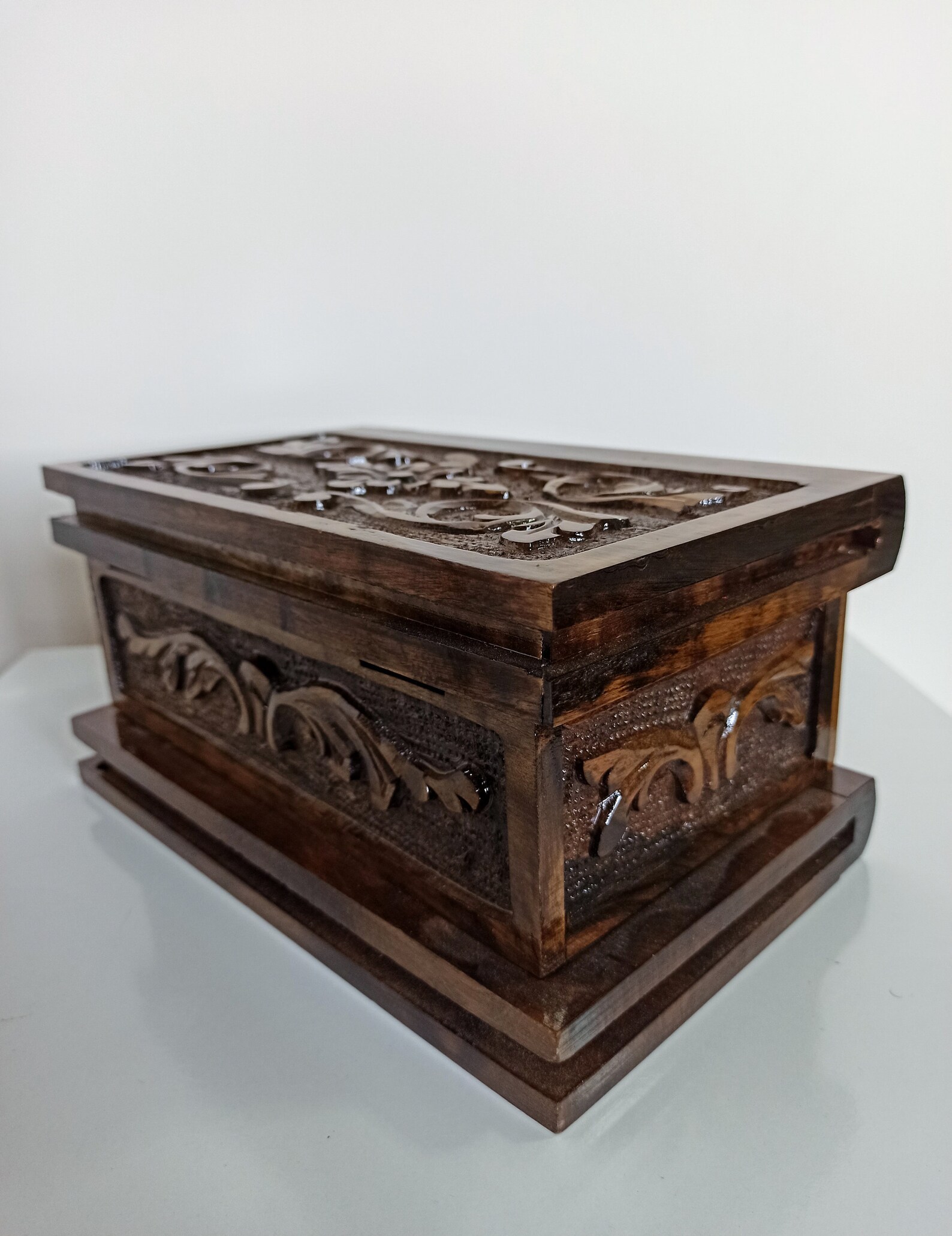 Large Wooden Puzzle Box / Vintage Secret Lock Box Hand Carved Etsy
