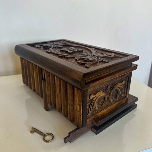 Personalized Puzzle Box for Adults Secret Lock Box Carved Etsy
