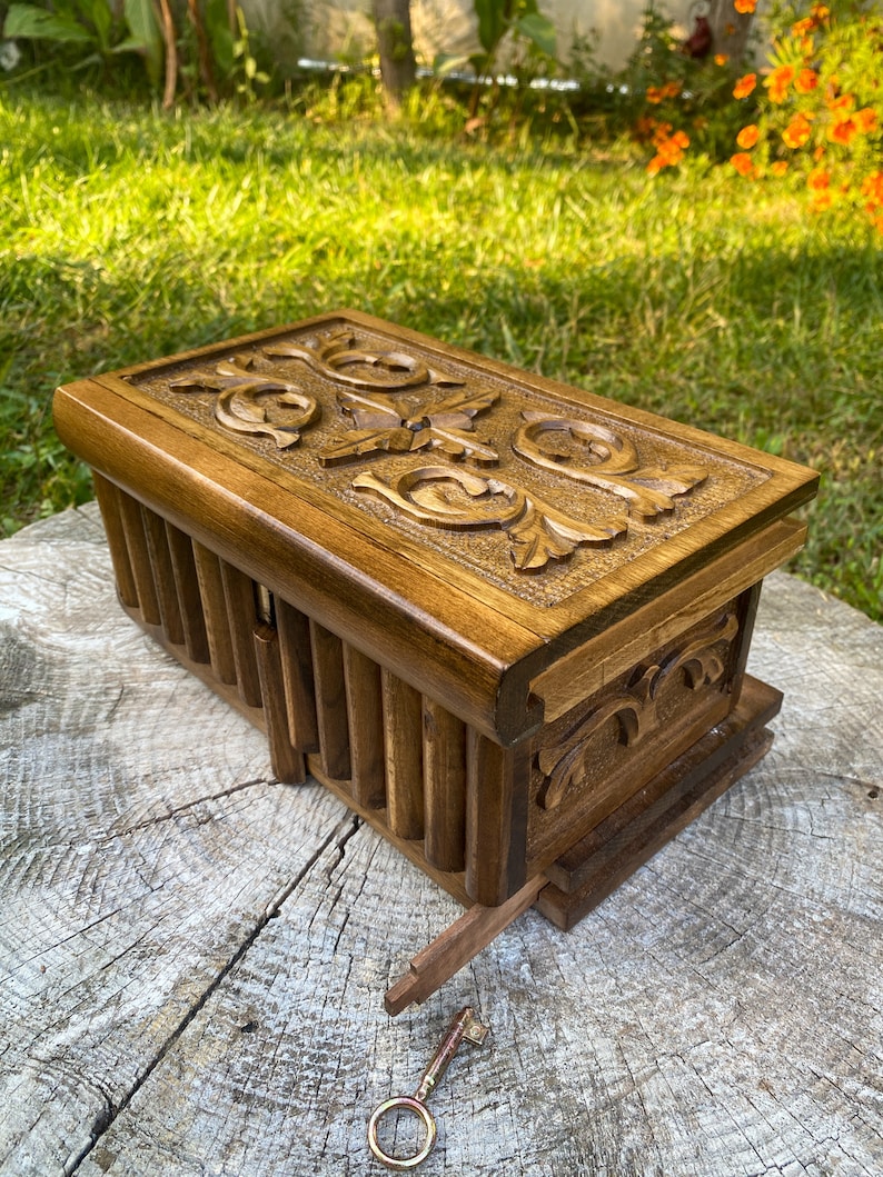 Large Puzzle Box for Adults Secret Lock Box Carved Puzzle Etsy