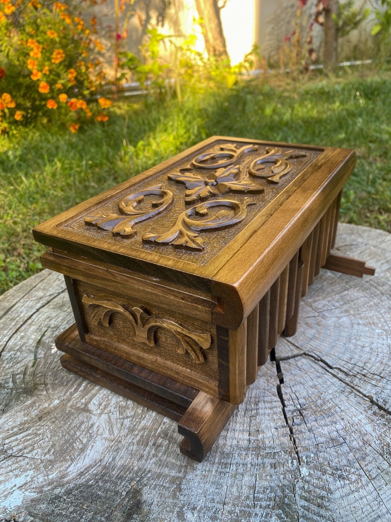 Large Puzzle Box for Adults Secret Lock Box Carved Puzzle Etsy