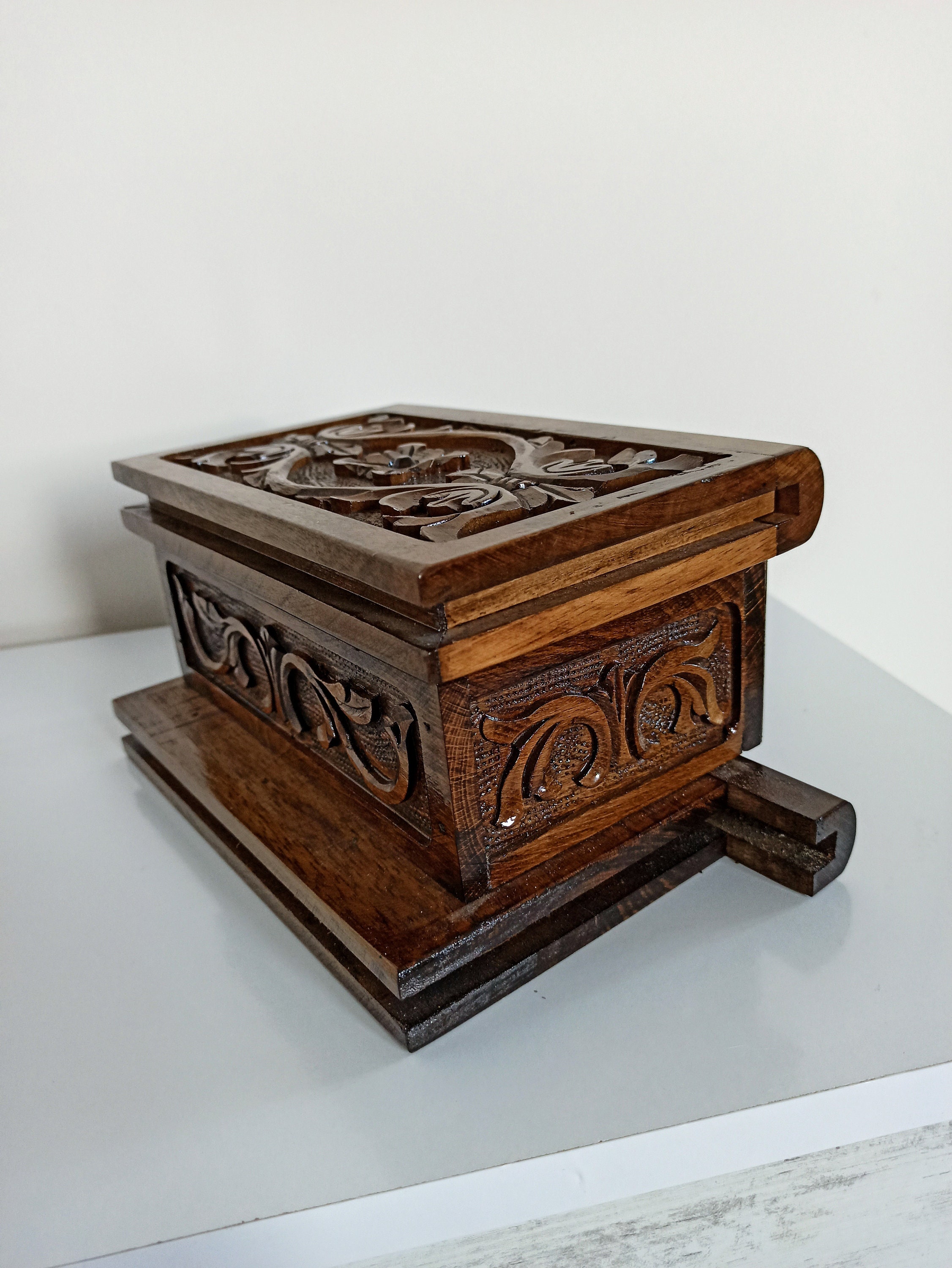 Large secret lock box 4 combination wooden puzzle box Etsy