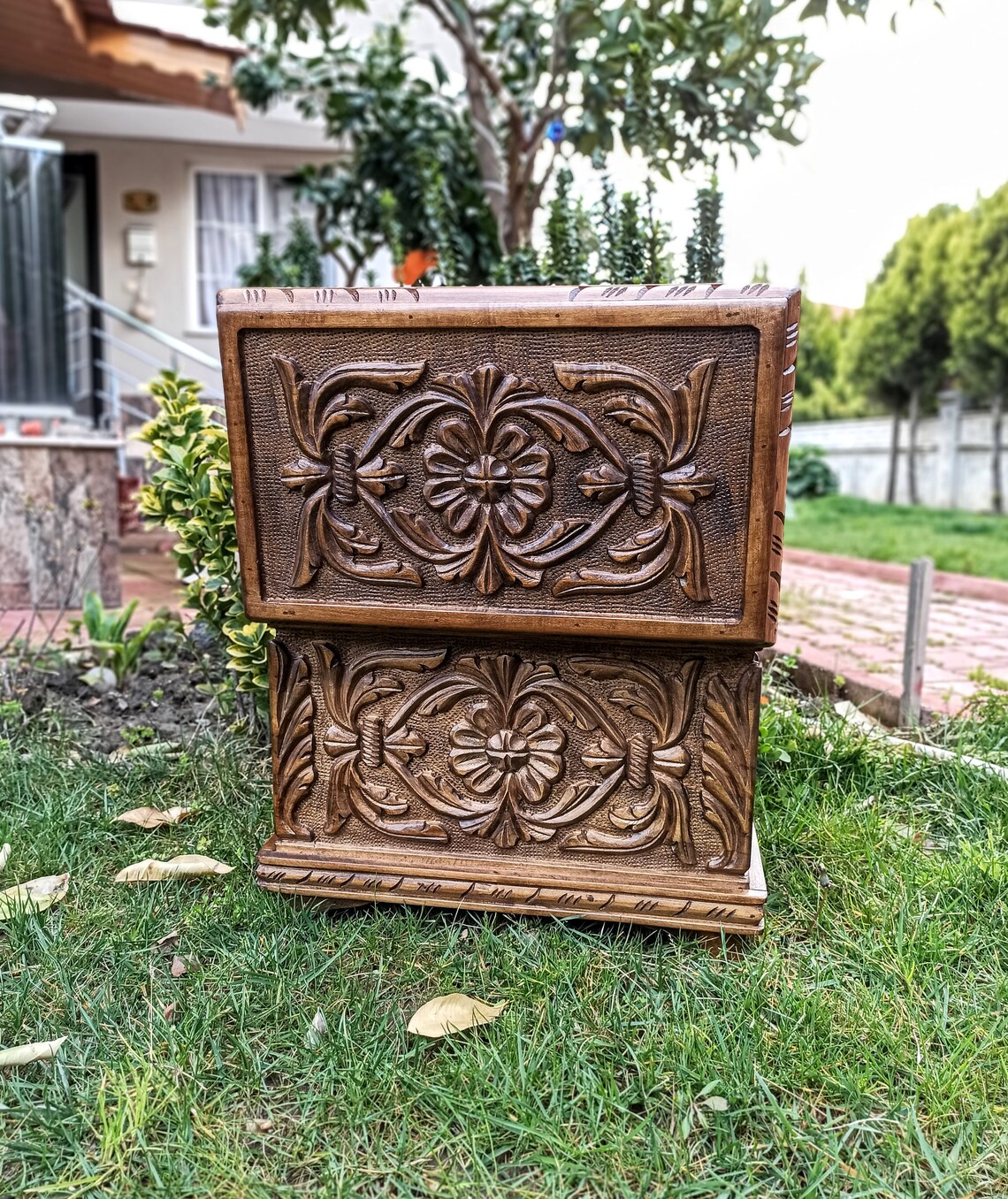 Ottoman Style Locking Hope Chest Large Wood Chest With Key Etsy