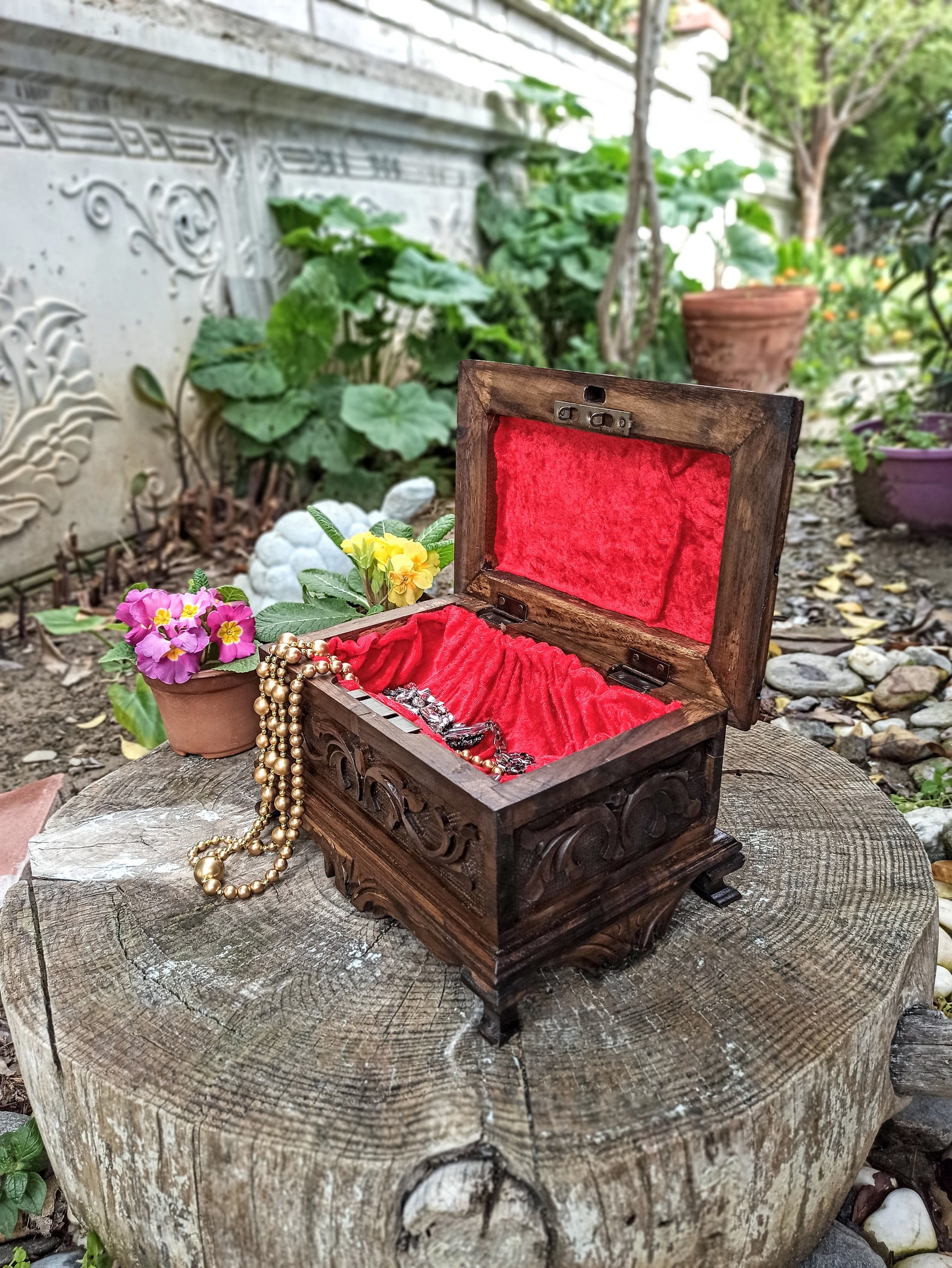 Personalized Wooden Lock Box With Key Vintage Jewlery Box Etsy